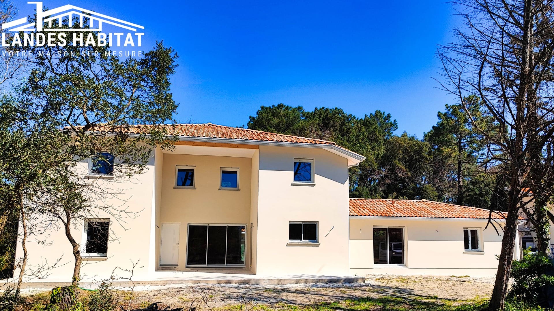 Construction maison Vieux-Boucau : Les enduits sont terminés | Landes Habitat