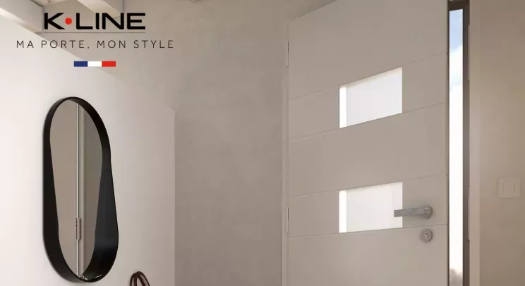 Porte d'entrée aluminium KLINE 2025 monobloc haute isolation RE2020 pour maison Landes Habitat